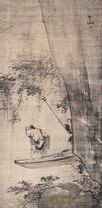 张路 渔父图 镜框 38×18cm